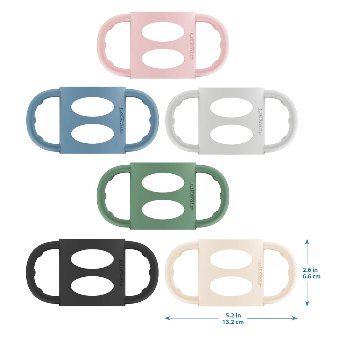 Dr. Brown's Milestones Babyflaschengriffe, 100% Silikon, schmal, hellblau, grün, grau, 3er-Pack, ab