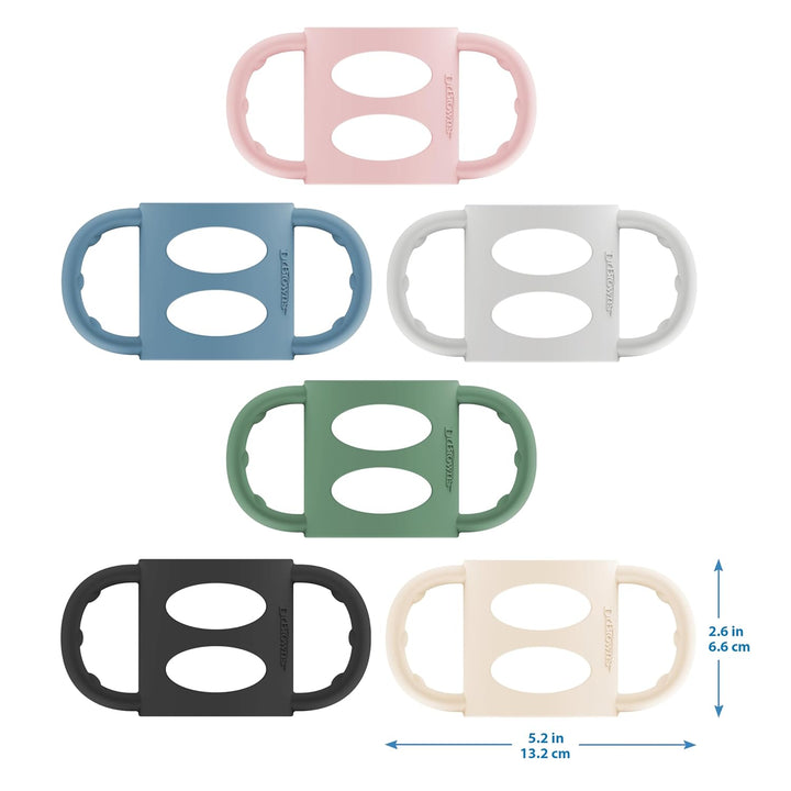 Dr. Brown's Milestones Babyflaschengriffe, 100% Silikon, schmal, hellblau, grün, grau, 3er-Pack, ab