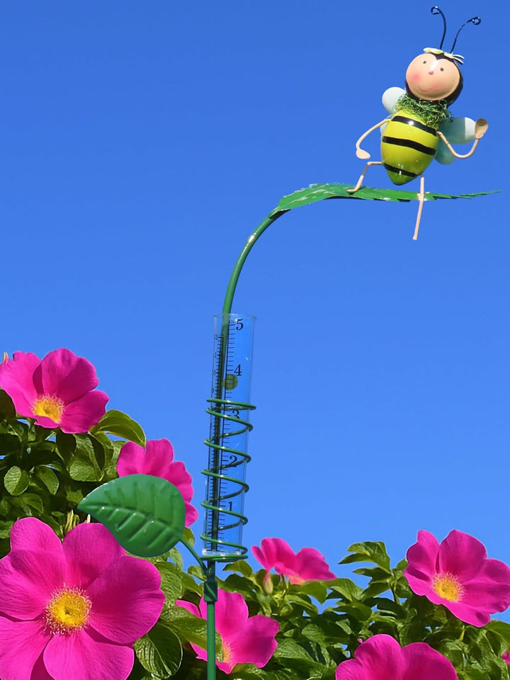 Pommerntraum ® | Regenmesser Niederschlagsmesser Pluviometer Gartendekoration Gartenstecker (Biene),