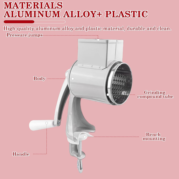 Manuelle Nussmühle mit 2 abnehmbaren Trommelblättern, Edelstahl Schnelles Schneiden Gemüsehobel, Man