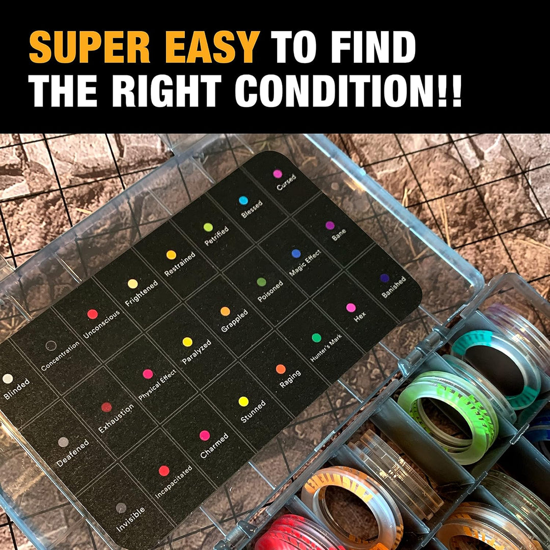 Tidyboss DND Miniatures Acrylic Condition Rings 96 PCS Status Effects Markers in 24 Conditions &amp; Col