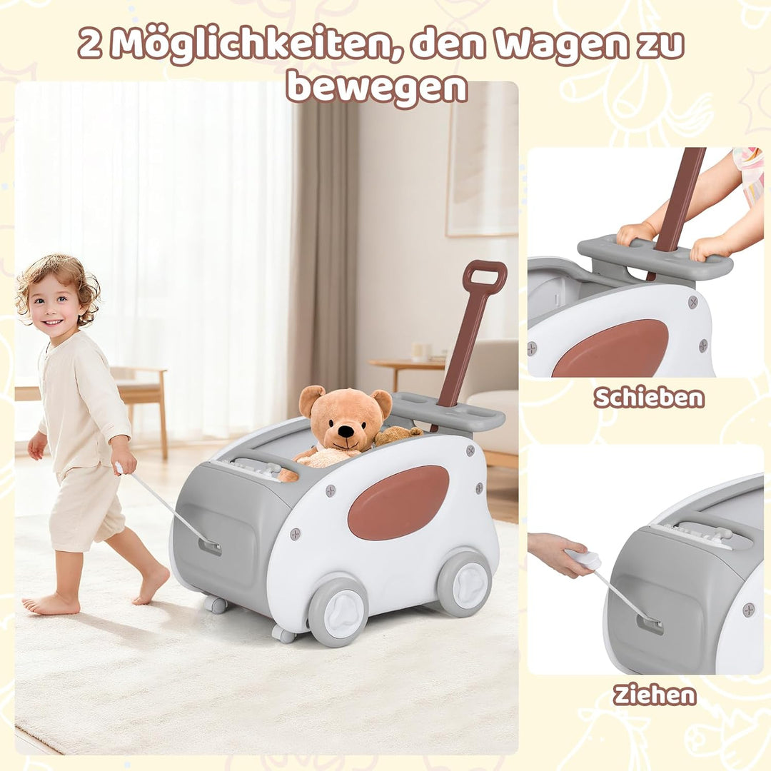 COSTWAY Baby Lauflernwagen, 2-in-1 Lauflernhilfe mit Rädern, klappbarer Sitz & Sicherheitsgurt, baby