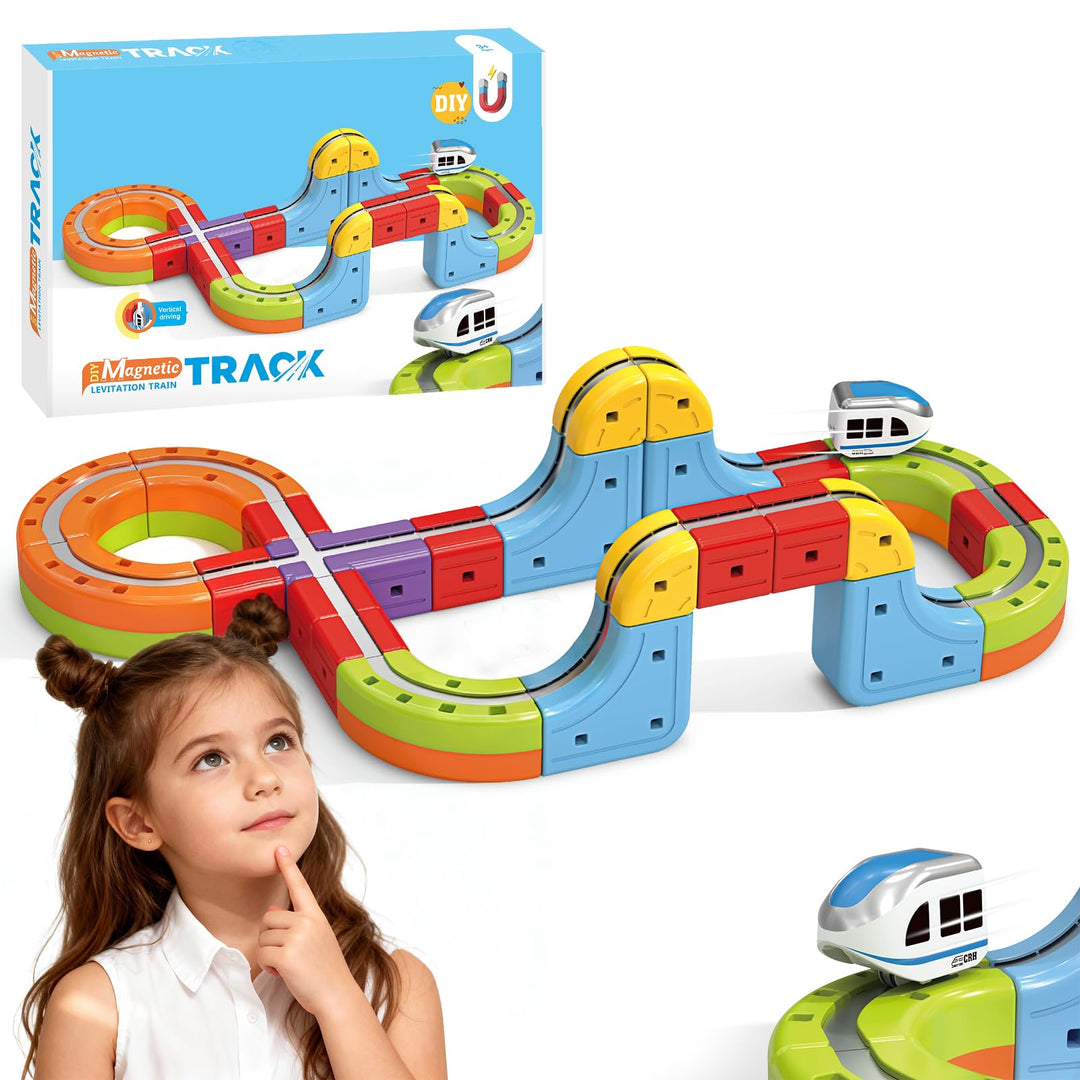 YESHIN Eisenbahn Elektrisch Cube Track, Clickrail Magisches Schienen WüRfel Zug Set, DIY Zugstrecken