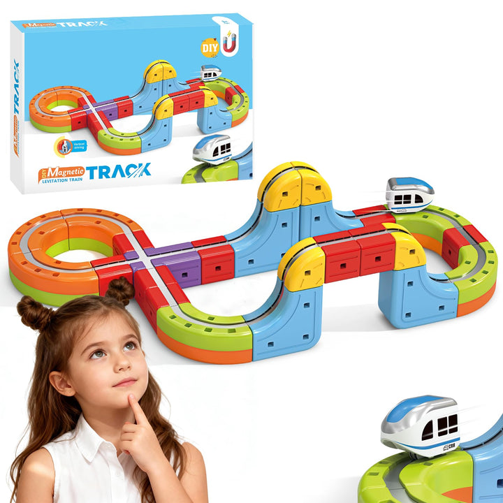YESHIN Eisenbahn Elektrisch Cube Track, Clickrail Magisches Schienen WüRfel Zug Set, DIY Zugstrecken