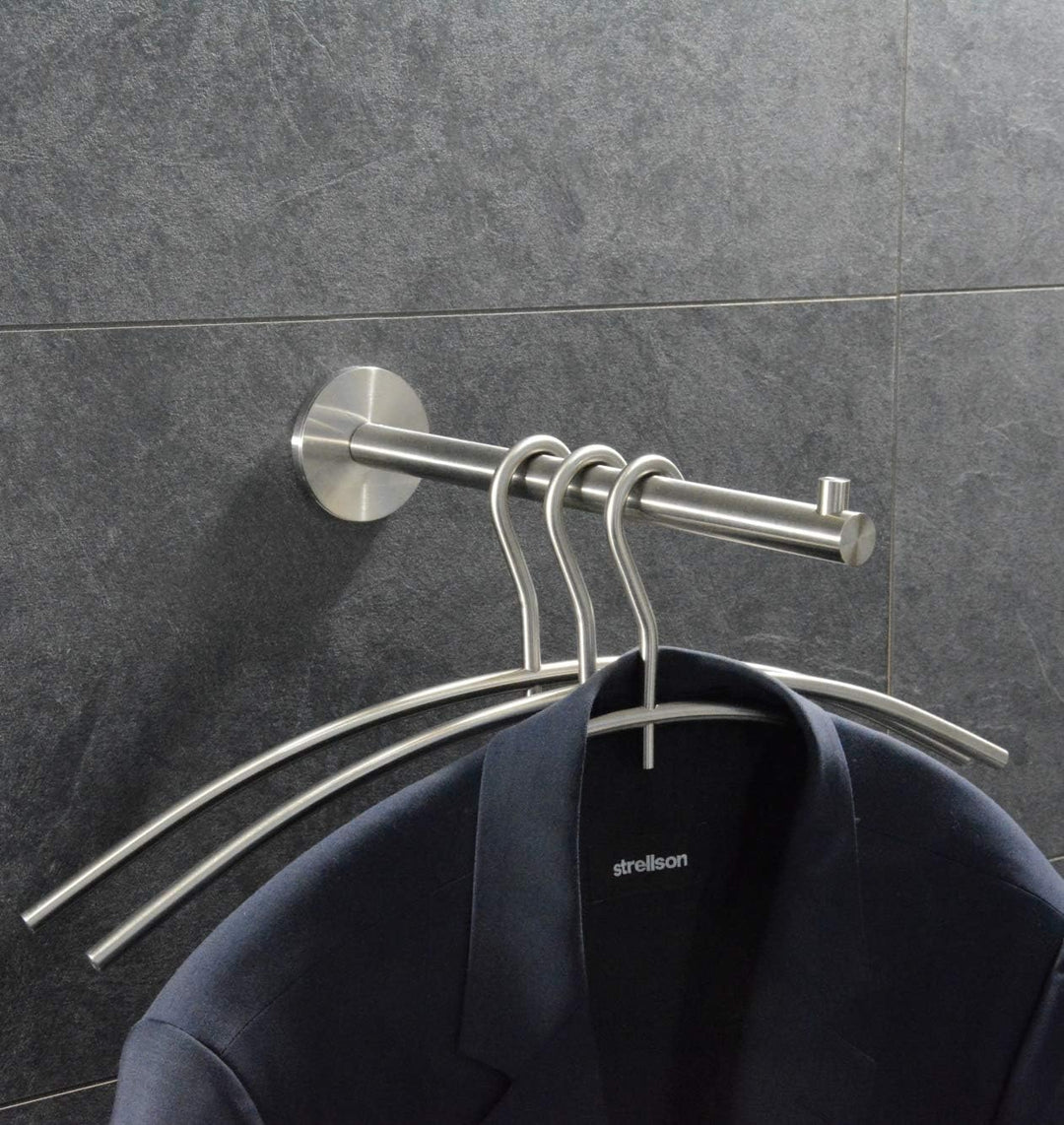 Garderobenhaken Edelstahl mit verdeckter Verschraubung, Ausladung 30 cm, Wandhaken für hohe Belastun