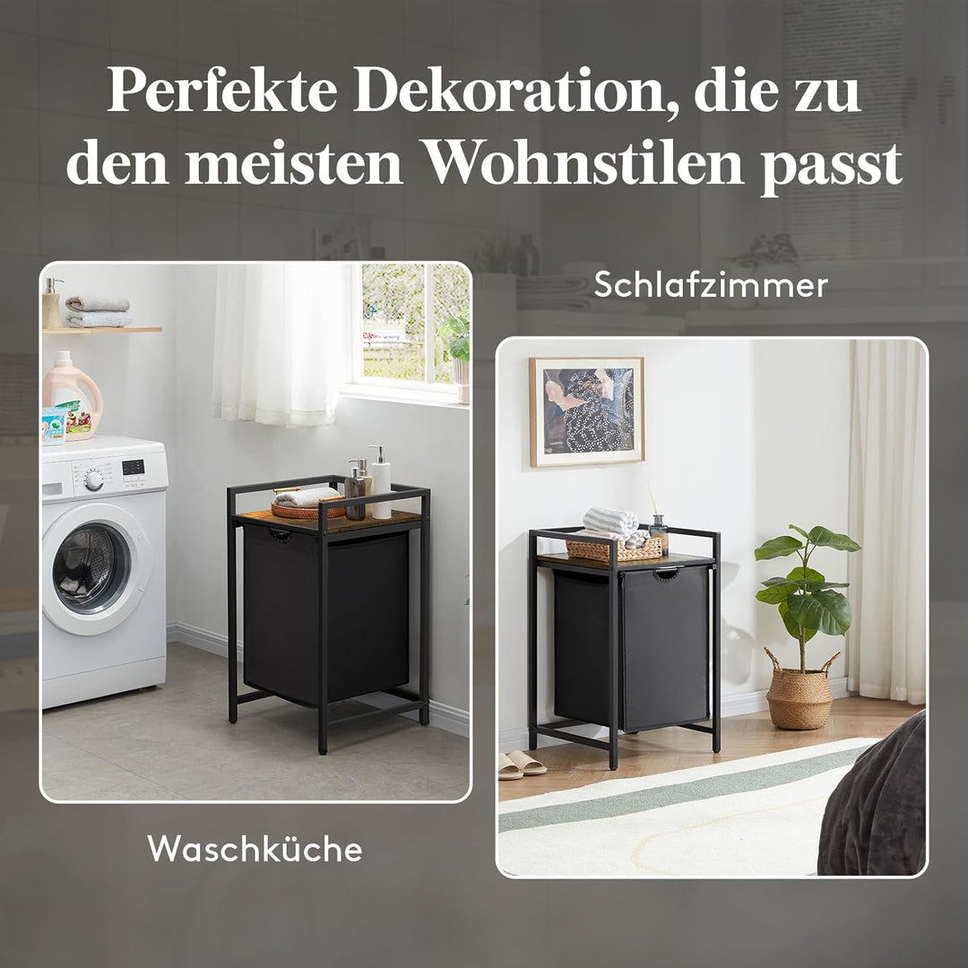 Lifewit Wäschekorb, fasst 69 Liter Wäschekorb mit Ablagefläche und herausziehbaren Säcken, Wäschesor
