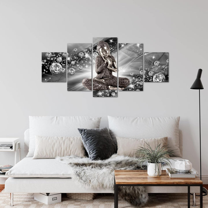 Runa Art Wandbilder Buddha Feng Shui 5 Teilig Bild auf Vlies Leinwand Deko Wohnzimmer Schlafzimmer Z