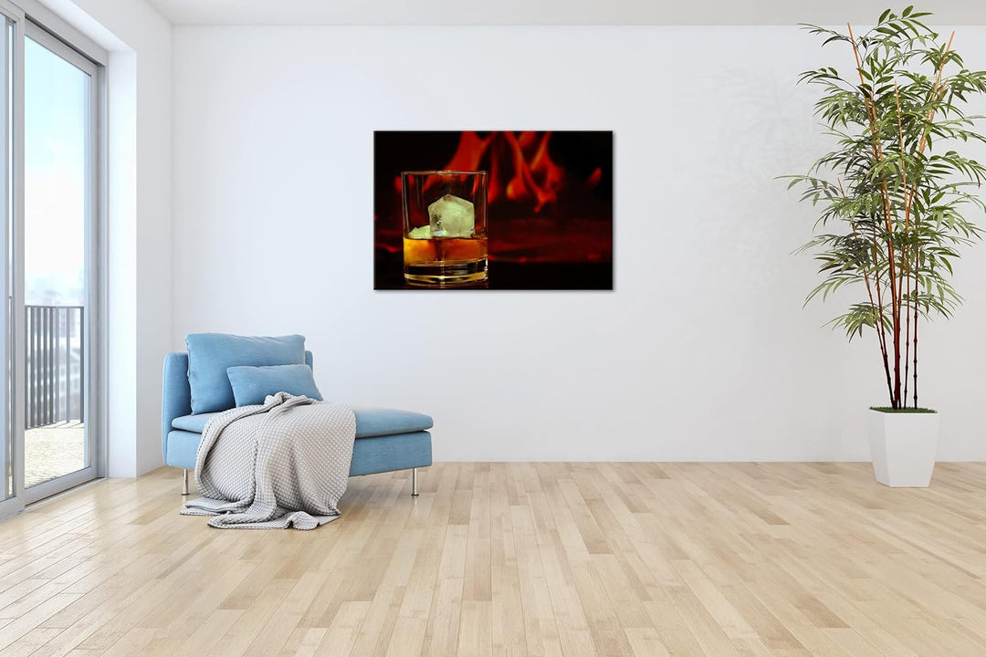 deyoli Glas edlen Whisky Format: 100x70 als Leinwandbild, Motiv fertig gerahmt auf Echtholzrahmen, H