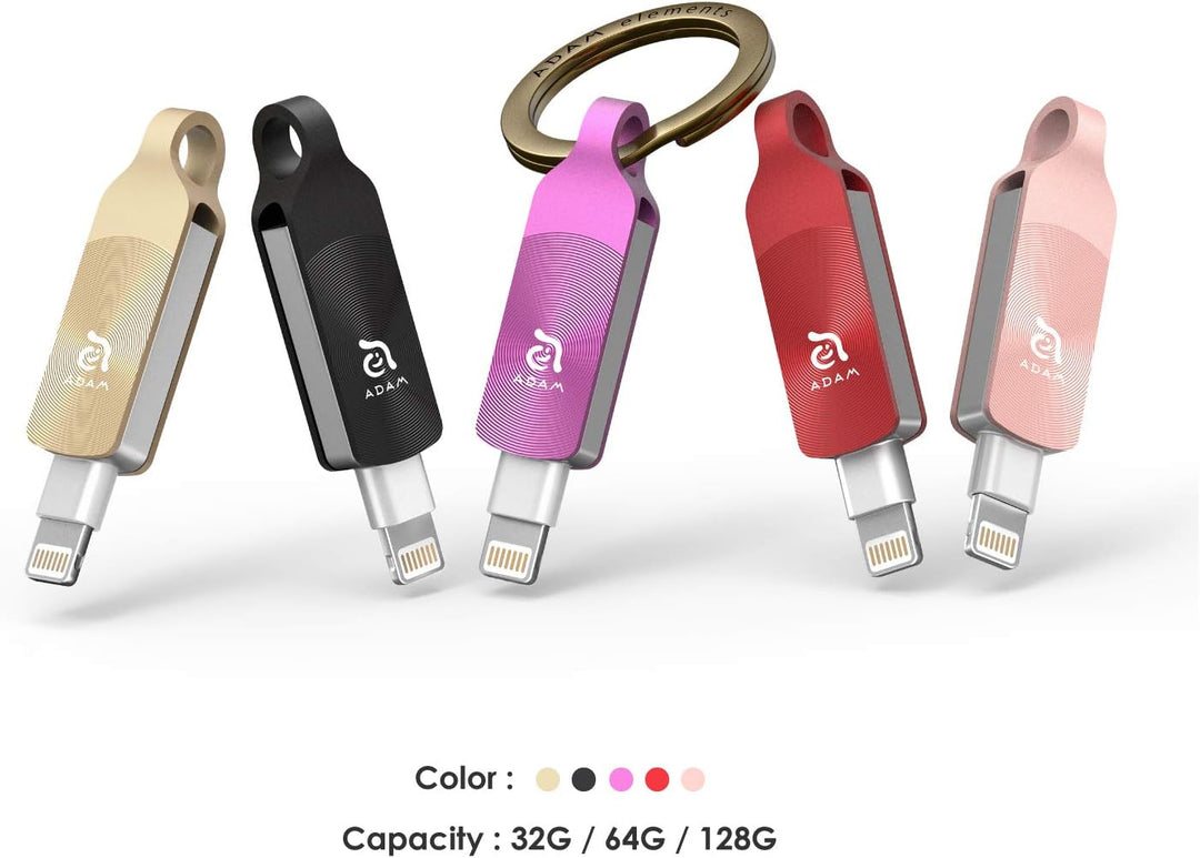 ADAM ADRAD64GKLDPRX Elements iKlips Duo+ 64GB USB-Speicherstick 3.1 auf Lightning für Apple iPhone/i