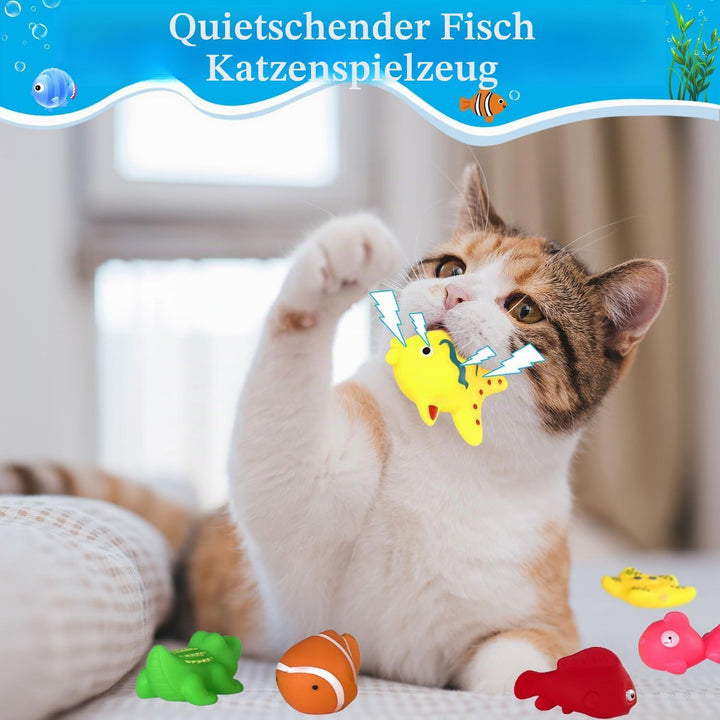 Katzen Pool 50x10cm Faltbare Katzenpool mit 6 Fischen Wasser Spielzeug Faltbarer Pool Interaktives W
