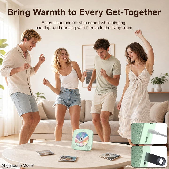 Gueray Desktop CD Player Bluetooth CD-Spieler mit Lautsprechern für Zuhause 1800mAh Tragbarer CD-Pla