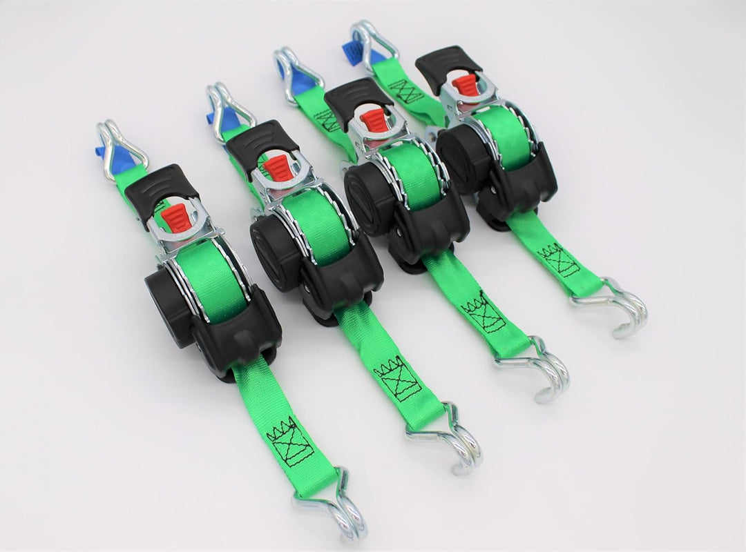 4 Stück Automatik Zurrgurt Spanngurt mit Spitzhaken 3,0m x 25 mm 300/600 daN