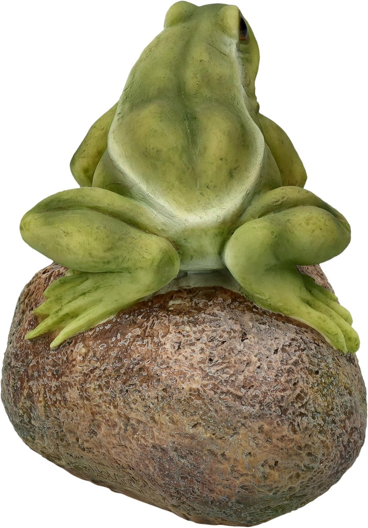 Figuren Shop GmbH Naturgetreue HotAnt Gartenfigur: Frosch auf Stein 11,5 cm - Wetterfeste Gartendeko