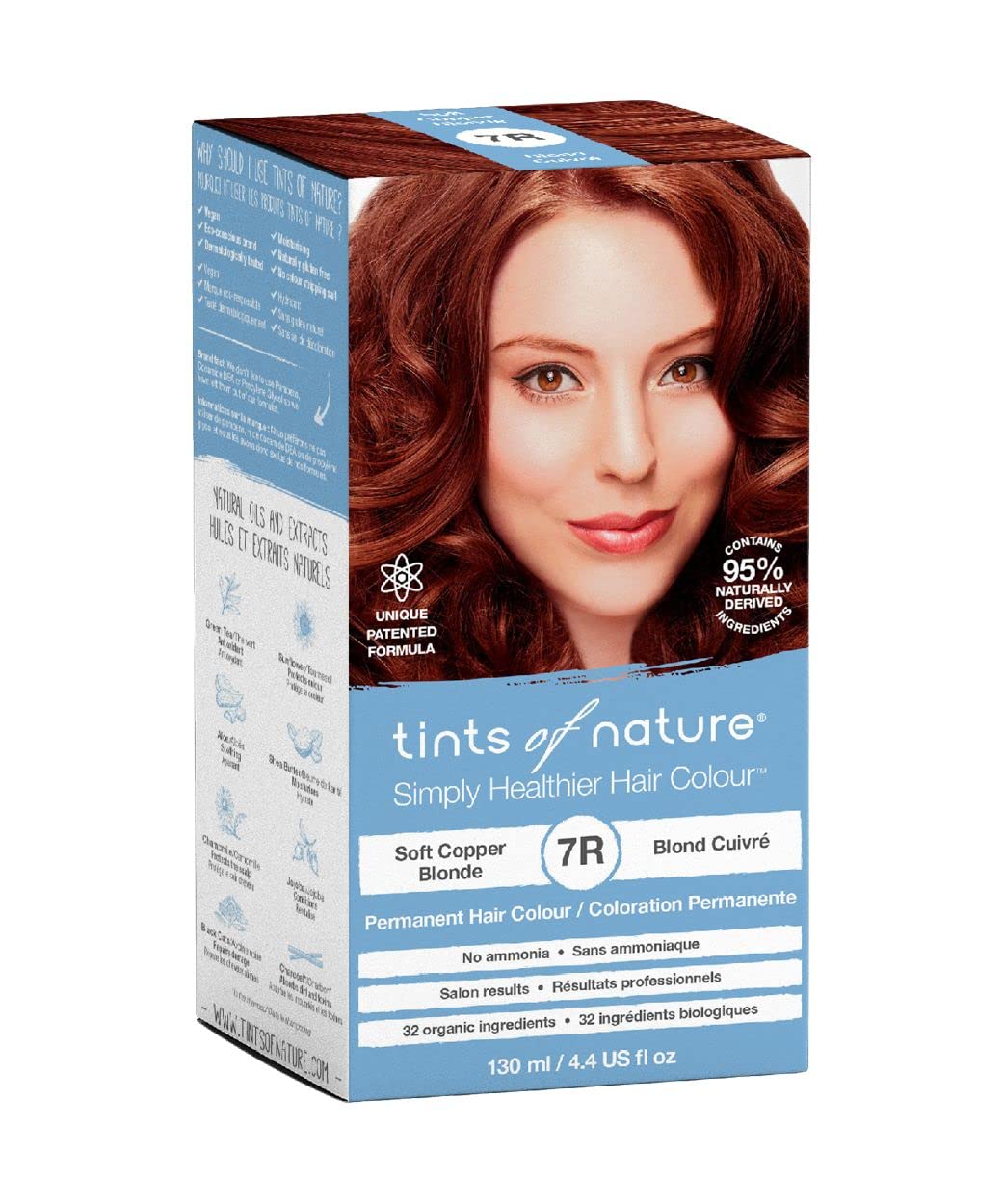 Tints of Nature 7R Soft Copper Blonde Permanent Hair Dye, Sanftes Kupferblond Permanente Haarfarbe,