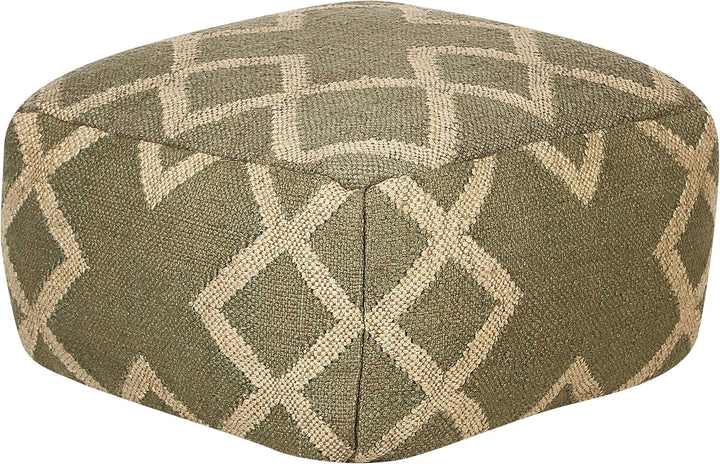 Pouf Jute und Wolle grün / beige quadratisch 50 x 50 x 30 cm orientalisch Gopi