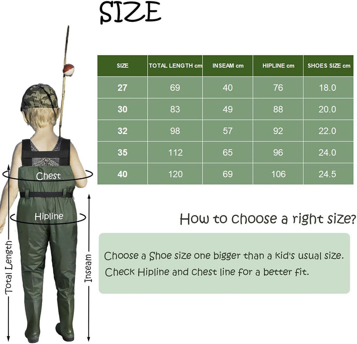 Croch Wathose für Kinder wasserdicht mit Gummi Stiefel ideale Angelhose und Watthose Kinderwathose 3