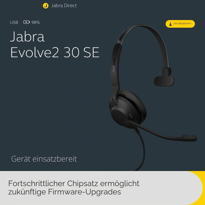 Jabra Evolve2 30 SE - Kabelgebundenes Mono-Headset mit Geräuschunterdrückung und 2-Mikrofon-Technolo