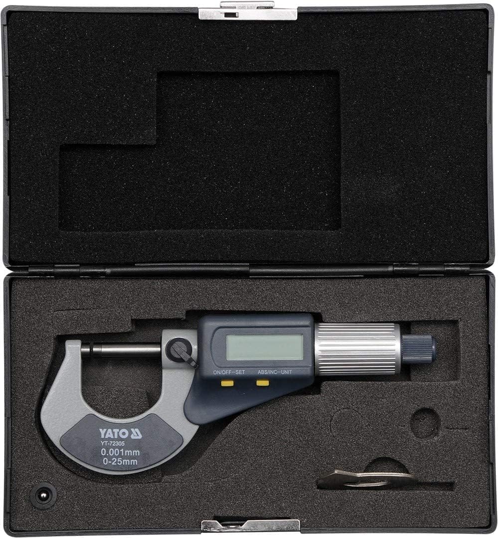 YATO DIGITAL OUTSIDE MICROMETER 0-25MM, 0.01MM, Violett, 0.34kg, Buchenholzgriff