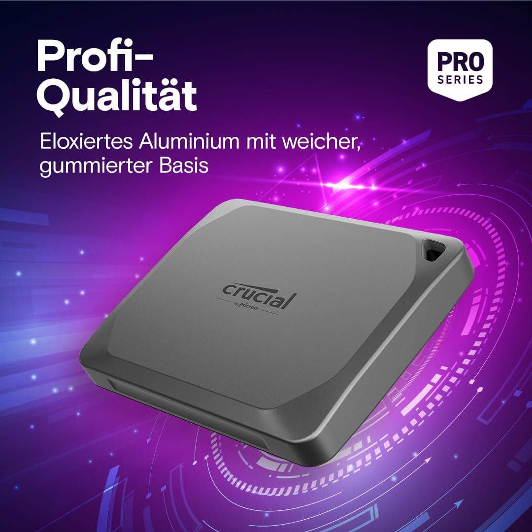 Crucial X9 Pro 4TB Externe SSD Festplatte, Lesen/Schreiben bis zu 1050MB/s, PC und Mac, inkl. Mylio