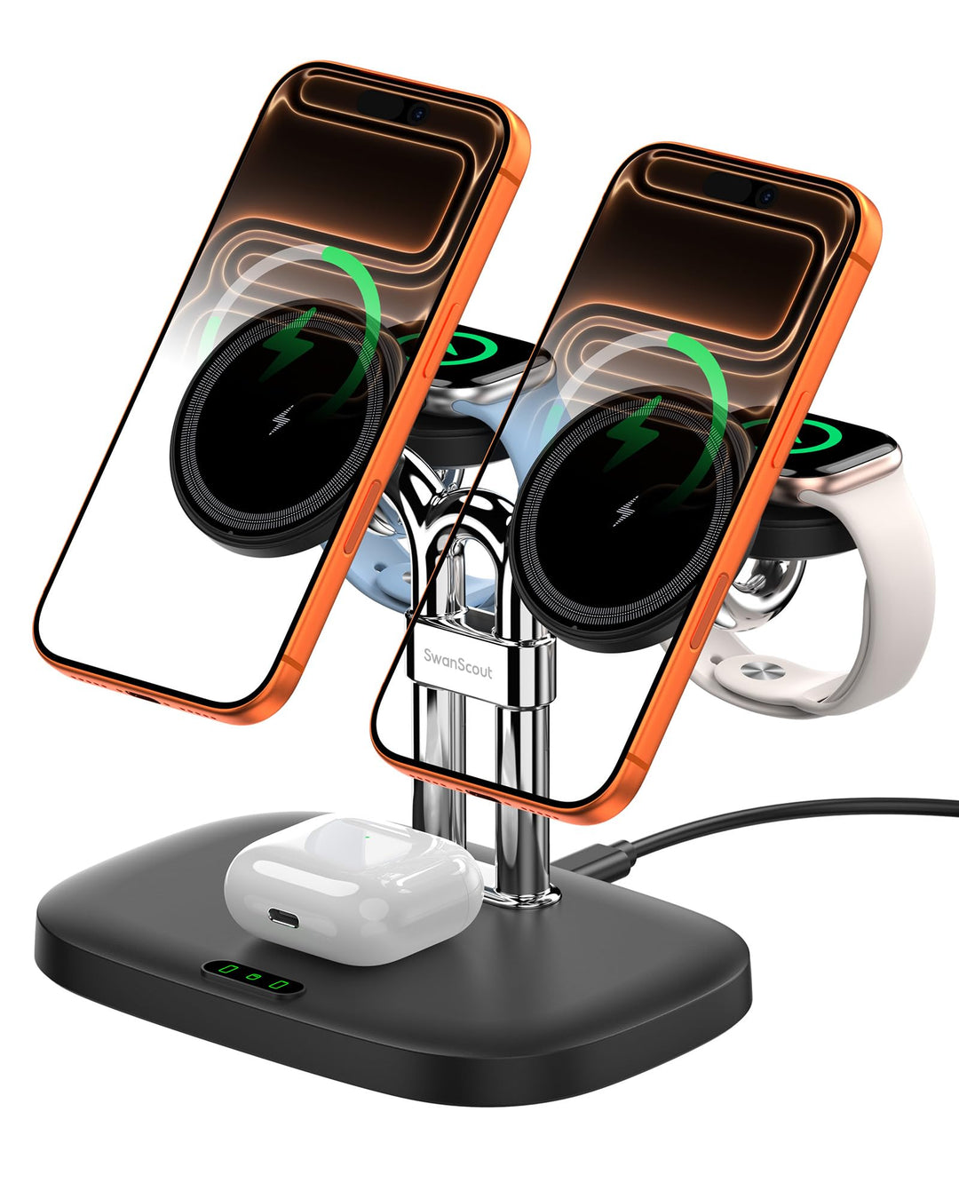 5-in-1 Kabellose Ladestation für Apple Geräte, Doppel Magnetisches Ladegerät für iPhone Air/17/16/15