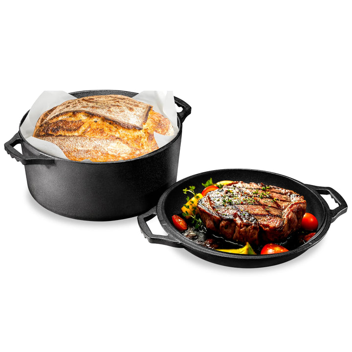 NutriChef Dutch Oven, 26cm- Gusseisen Topf mit Deckel – Brotbacktopf für Ofen, Grill & Outdoor BBQ,