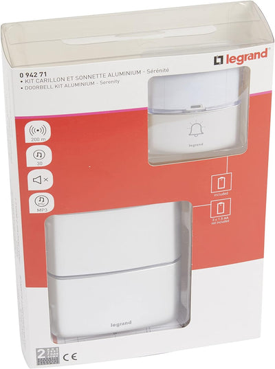 LEGRAND, Funkklingel-Set Premium batteriebetrieben mit MP3-Funktion, 1x wasserdichtem Klingeltaster