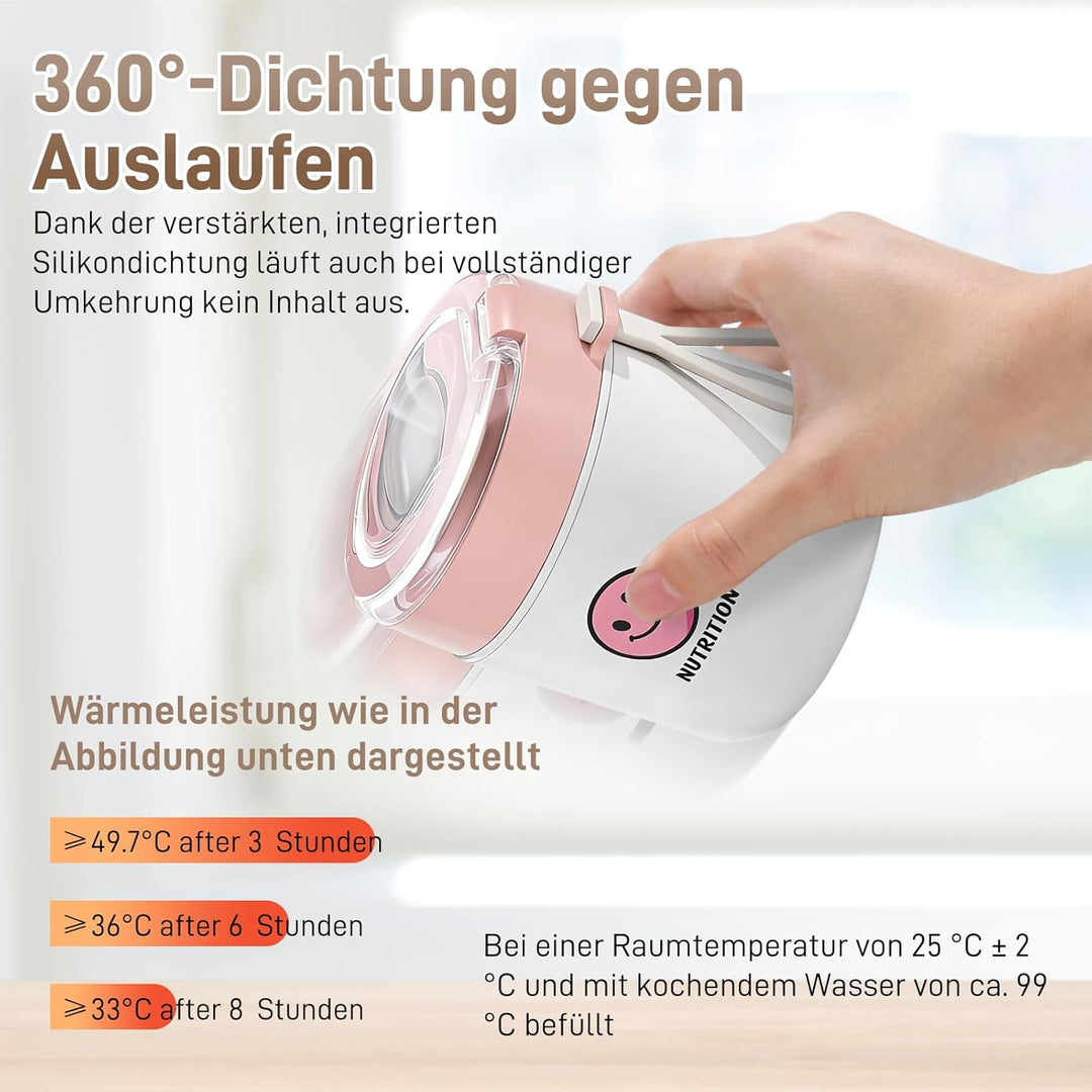 TWSOUL Thermobehälter für Essen 500ml, Frühstücksbecher aus Edelstahl, Auslaufsicherer Müslibecher m