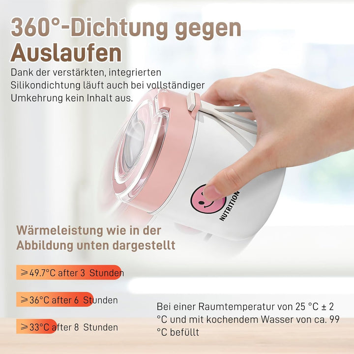 TWSOUL Thermobehälter für Essen 500ml, Frühstücksbecher aus Edelstahl, Auslaufsicherer Müslibecher m