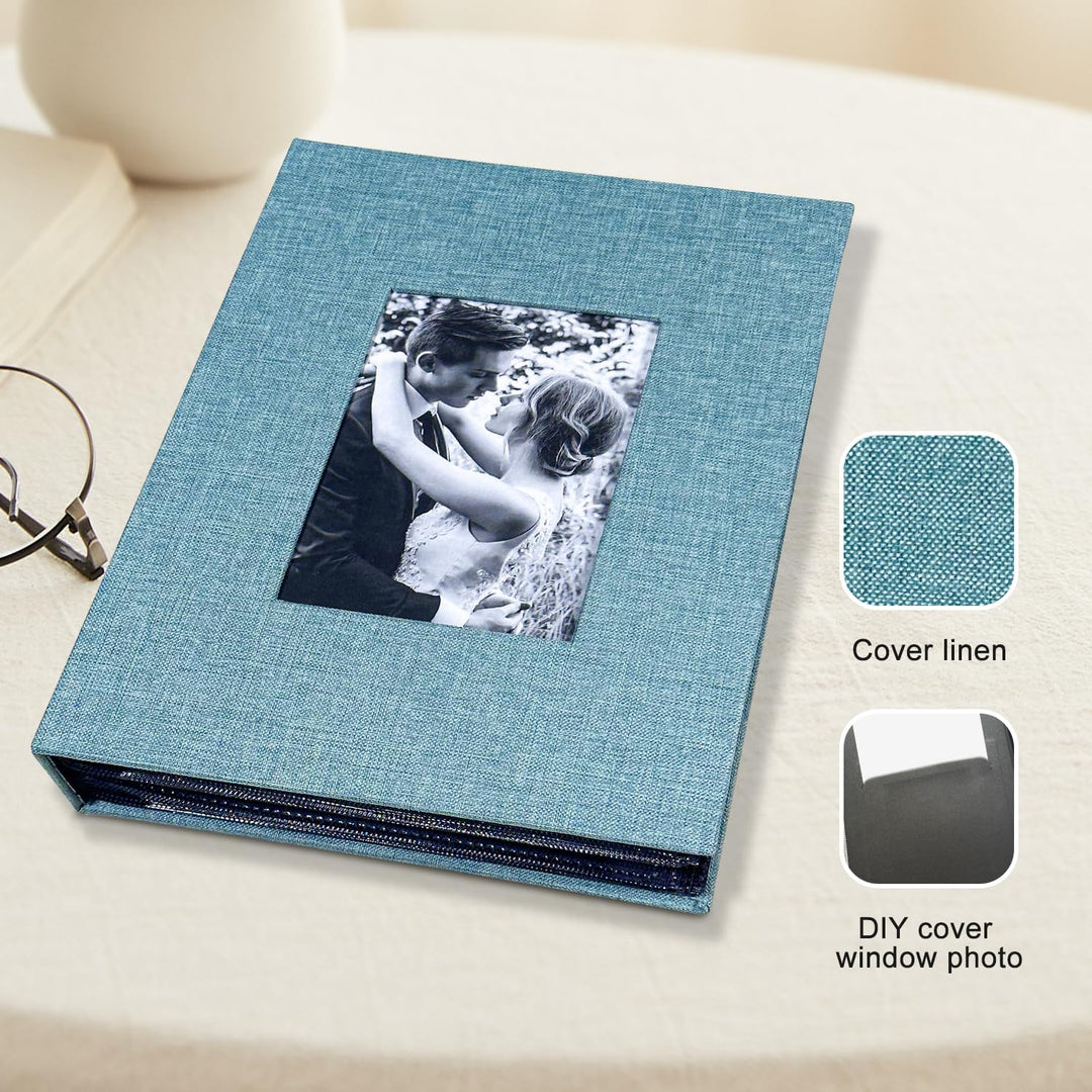Fotoalbum 10,2 x 15,2 cm mit 200 Taschen, Einsteck-Bilderalben, Leineneinband, Erinnerungsbuch mit F