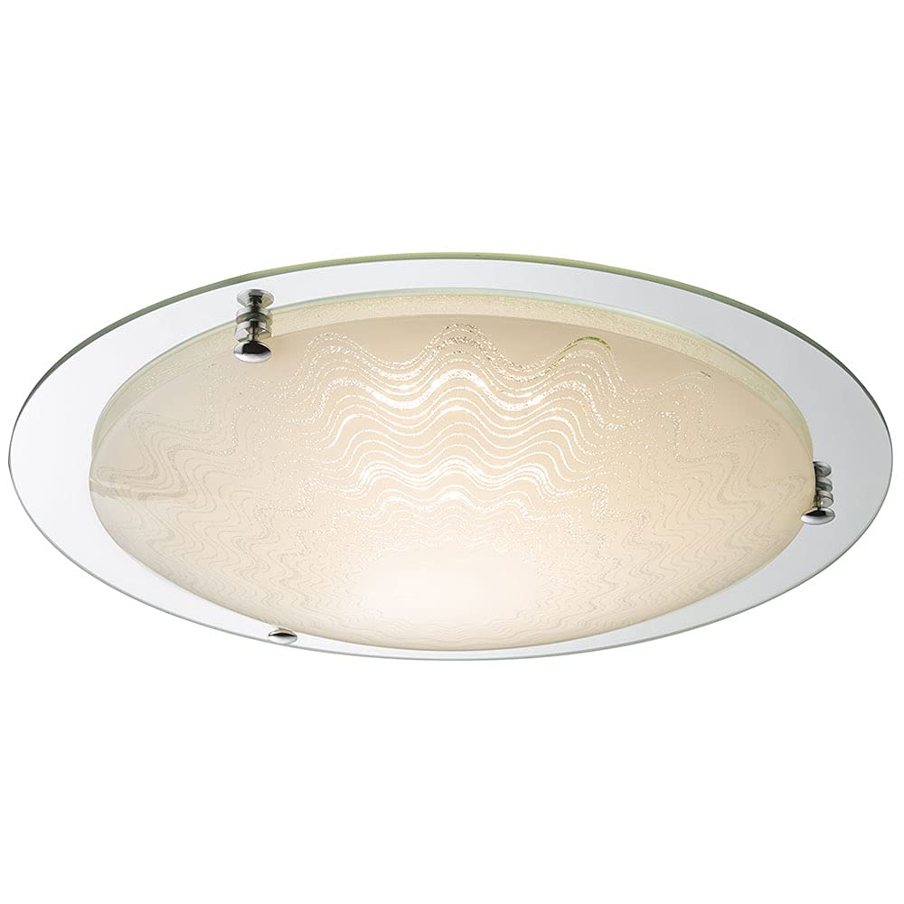 LED Deckenleuchte TRINDADE, rund, Glas mit Struktur, Spiegel