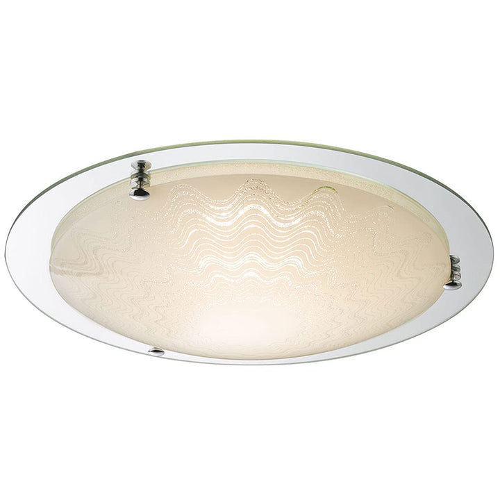 LED Deckenleuchte TRINDADE, rund, Glas mit Struktur, Spiegel