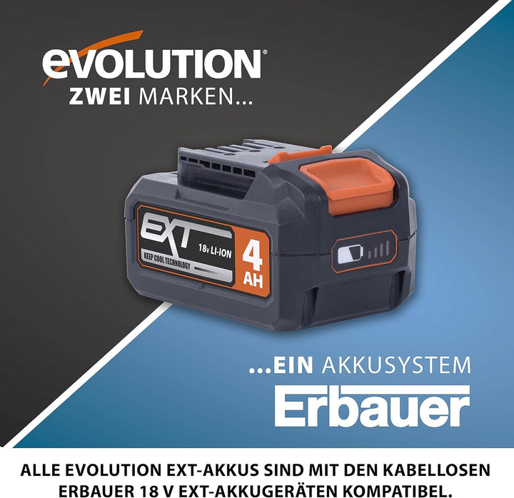 Evolution Power Tools Lithium-Ionen-Akkupack, 4 Ah, 18 V Akku 4Ah, Akku 4Ah