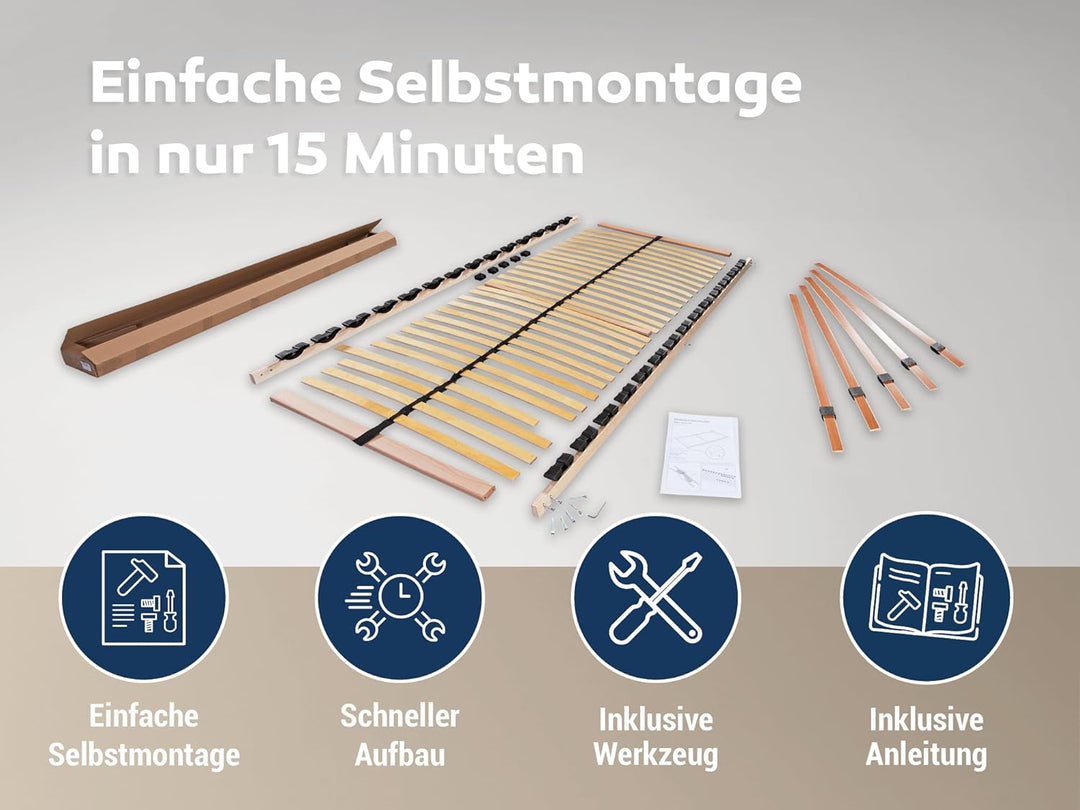 Betten-ABC Max 1 NV Lattenrost zur Selbstmontage, mit 28 Leisten und Mittelzonenverstellung, für all