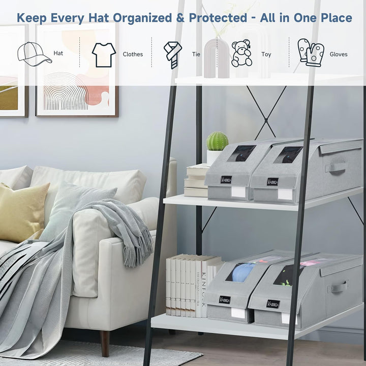 VAESIDA 4er-Set Stapelbare Kappenhalter für Baseballcaps & Hüte - Klare Cap Aufbewahrung mit Integri