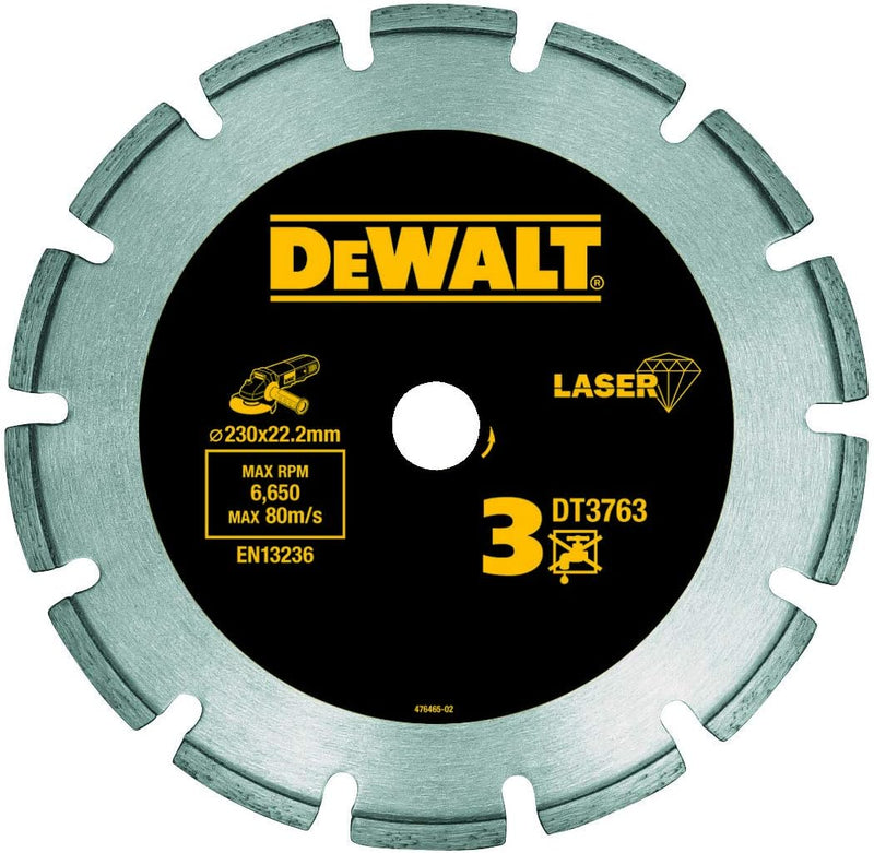 Dewalt Diamant-Trennscheibe DT3763 (für den Einsatz auf Winkelschleifern, Ø 230 mm, für Trockenschni