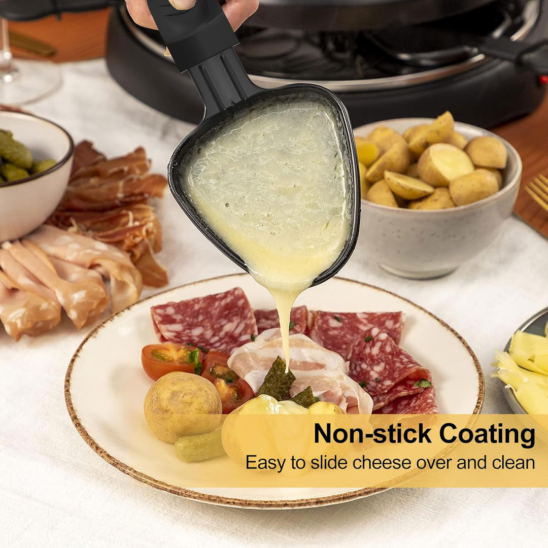 8er Set Raclette Pfännchen antihaftbeschichtet, Mini Grill Pfännchen Ersatz mit 8 Schaber und buntem