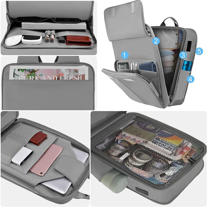ZINZ Schlanker und Erweiterbarer Laptop-Rucksack 15,6 16 17 Zoll Reise-Business-Rucksack Regenfester