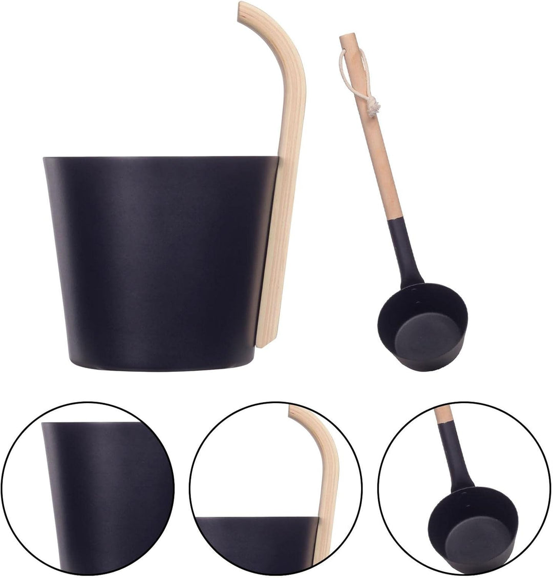 Sauna Eimer, Saunakübel Set, 7L Aluminium Saunakübel Saunakelle Mit Langem Griff Löffel, Sauna Set M