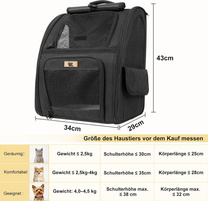 Aystkniet Hunderucksack, Katzenrucksack mit 270° Rundumbelüftung und 3-fachem Einstieg, Faltbare Hau