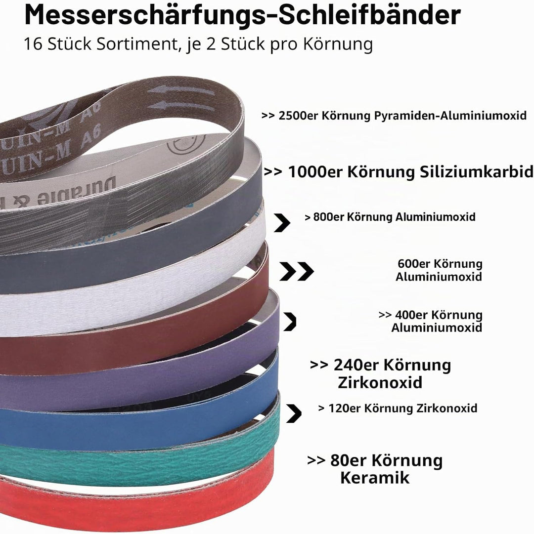 1 x 45,7 x 45,7 cm Schleifbänder, 16 Stück Messerschärfer, Schleifbänder für die Arbeit, scharfe Ken
