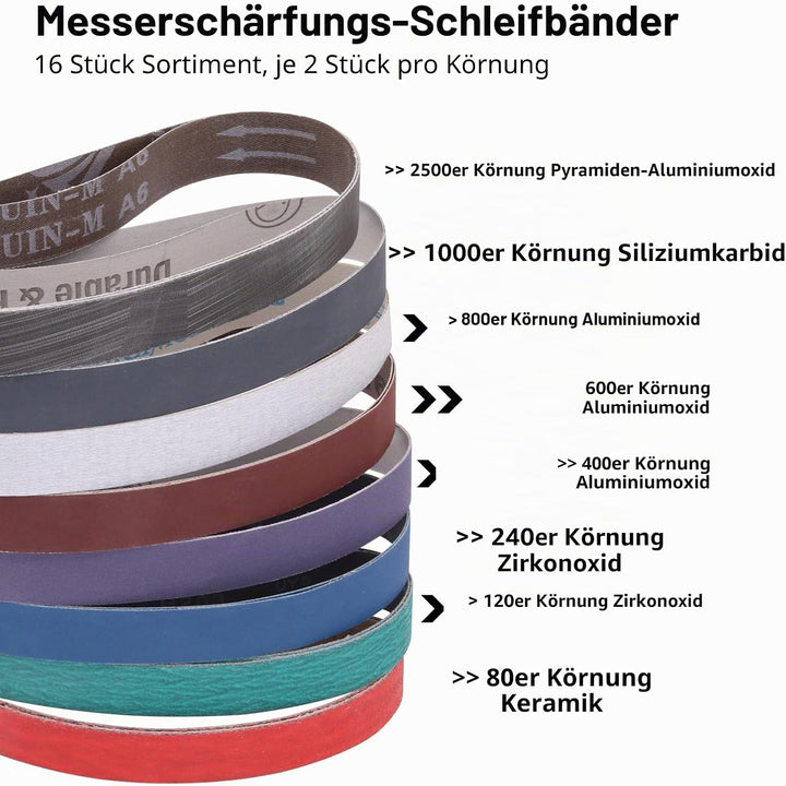 1 x 45,7 x 45,7 cm Schleifbänder, 16 Stück Messerschärfer, Schleifbänder für die Arbeit, scharfe Ken