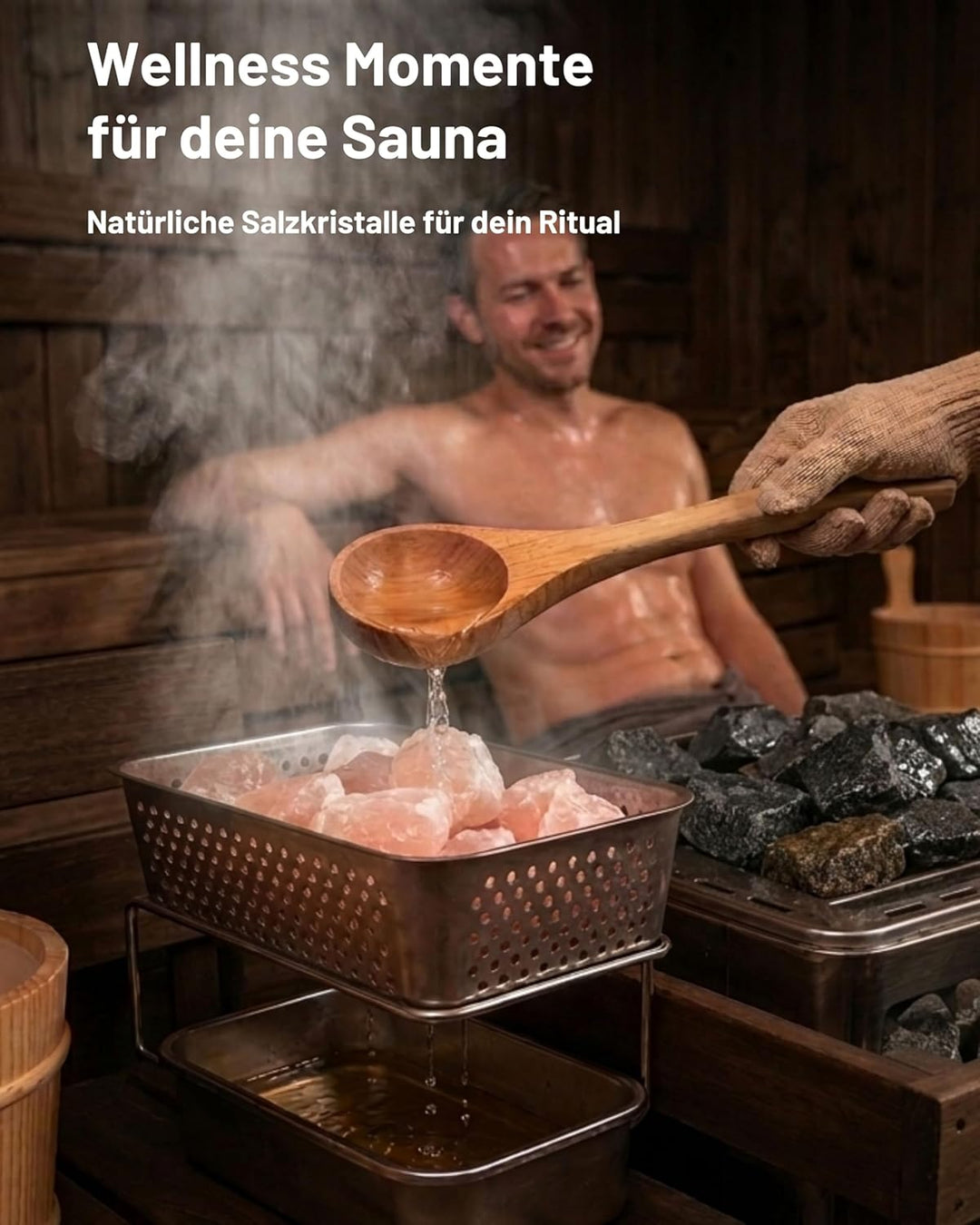 Saunasalzsteine Pink – Salzkristalle 2–5 cm – 2 kg – Kristallsalz Brocken für Sauna &amp; Sole-Schale –