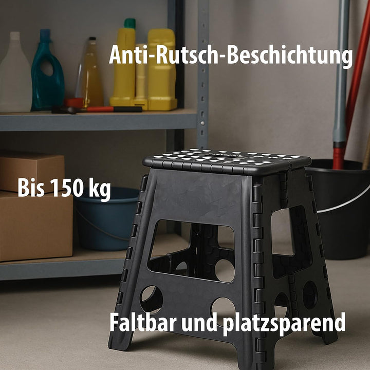Semptec Urban Survival Technology Tritthocker klappbar: 2er-Set Faltbare Tritthocker, bis 150 kg, An