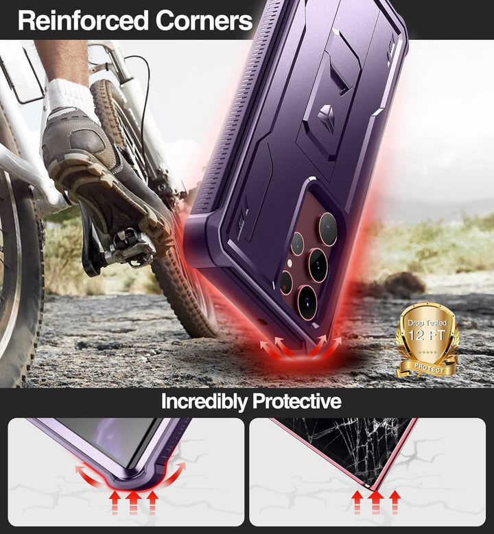Dexnor Ganzkörperhülle hülle Samsung Galaxy S22 Ultra【Doppelter Frontrahmen & Ständer】, Stossdämpfer