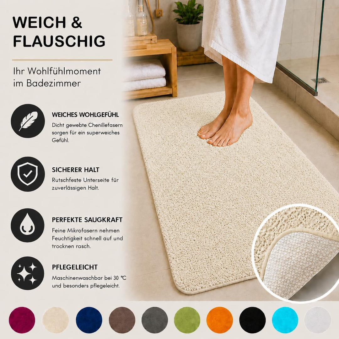 Brandsseller Badematte 70x120 cm Badezimmerteppich Badvorleger Badeteppich Beige 70x120 cm Beige, 70