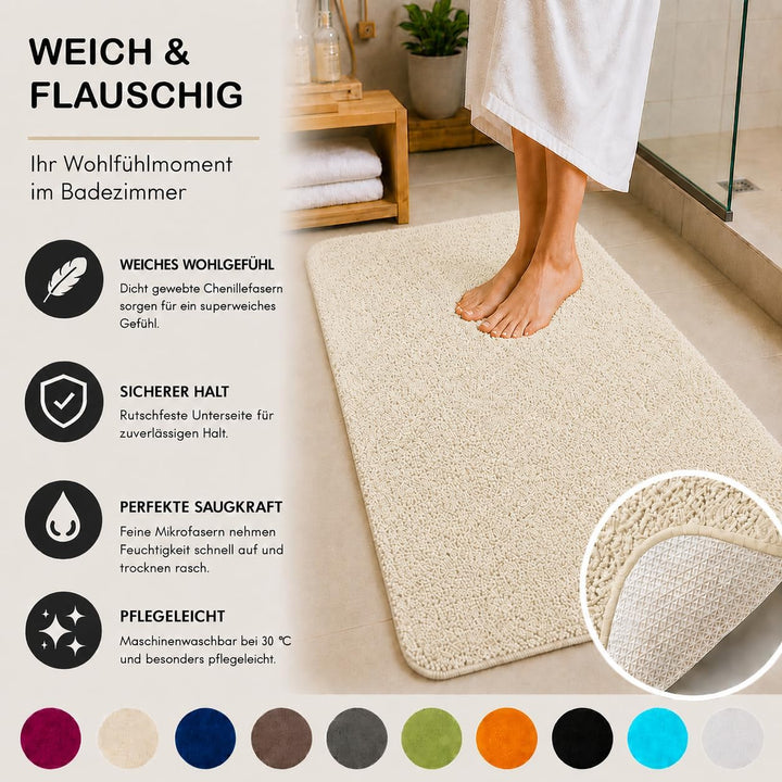 Brandsseller Badematte 70x120 cm Badezimmerteppich Badvorleger Badeteppich Beige 70x120 cm Beige, 70