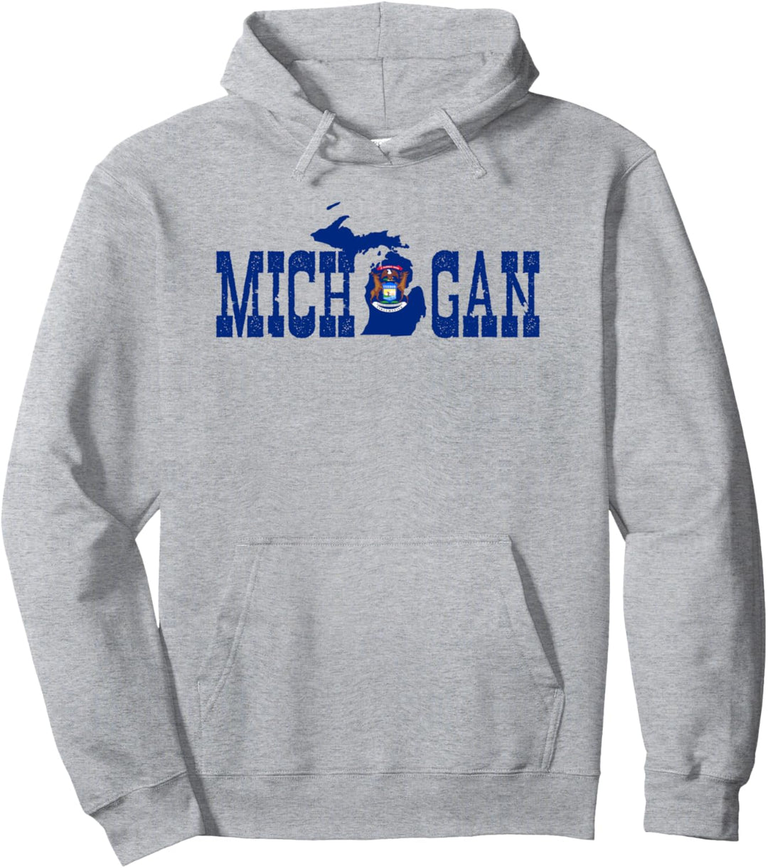 Michigan Bundesstaat und Michigan Flagge mit Stolz für Michigan Pullover Hoodie