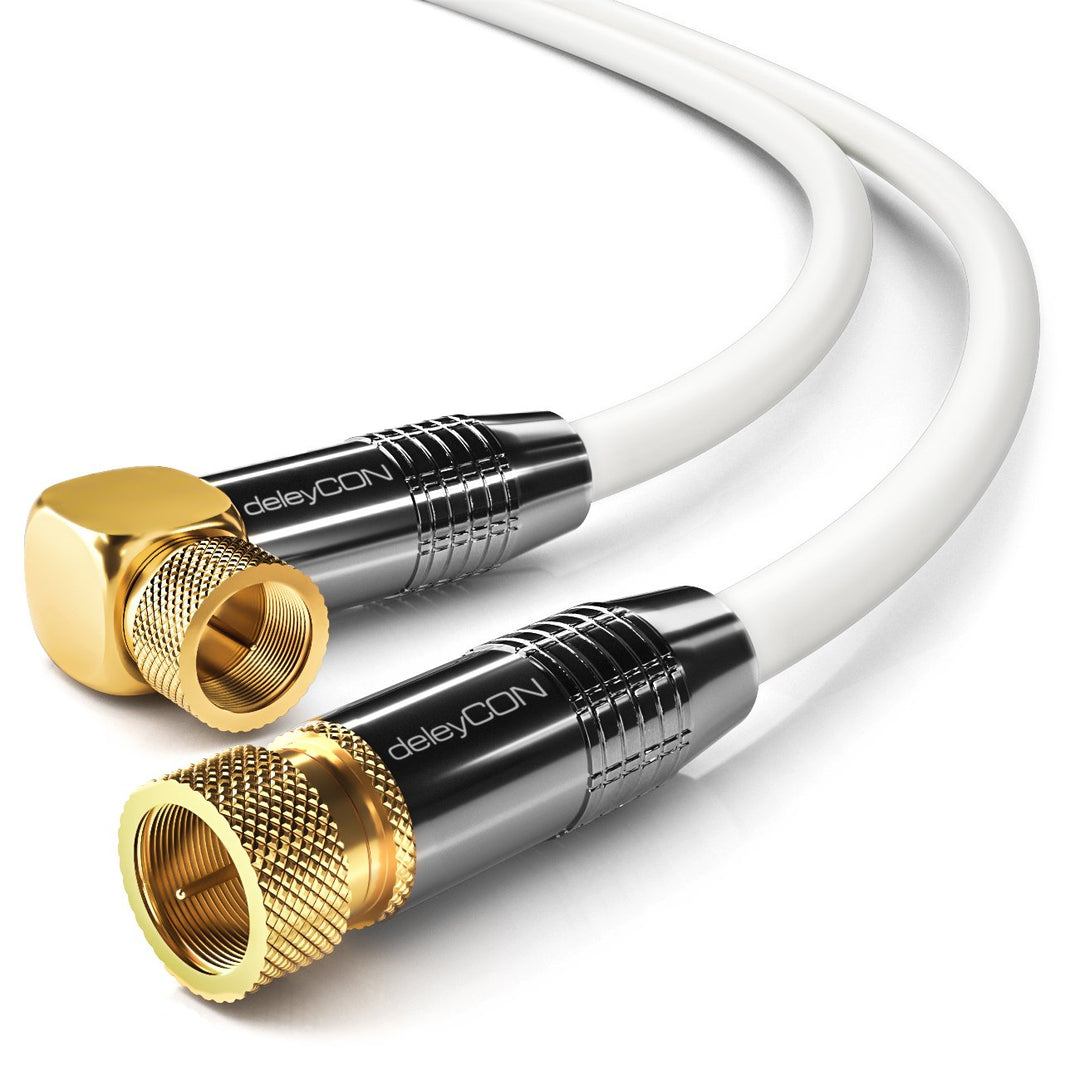 deleyCON 12,5m SAT Antennenkabel Satellitenkabel Koaxialkabel - HDTV Full HD - F-Stecker 90° Grad Ge