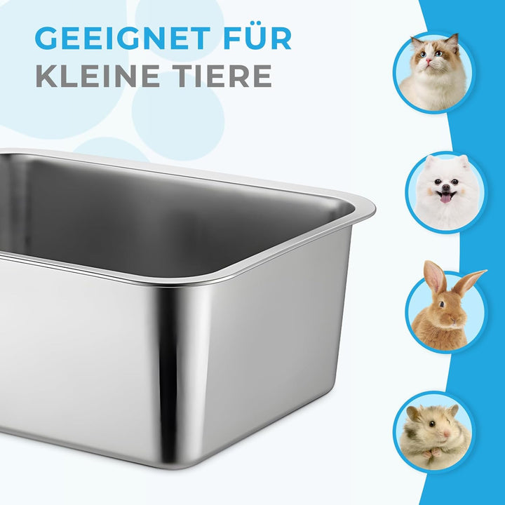 Lohofrnny Edelstahl Katzenklo, 50×35×20cm Grosse XXL Katzentoilette aus Edelstahl, Katzenklo Geruchs