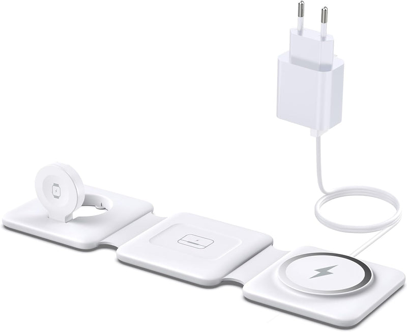 Mag-Safe Ladestation Für Apple Watch und iPhone: 3 in 1 Faltbar Wireless Charger Kompatibel mit iPho